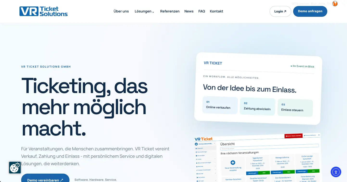 Neue Website von VR Ticket Solutions mit dem Leitsatz „Ticketing, das mehr möglich macht.“
